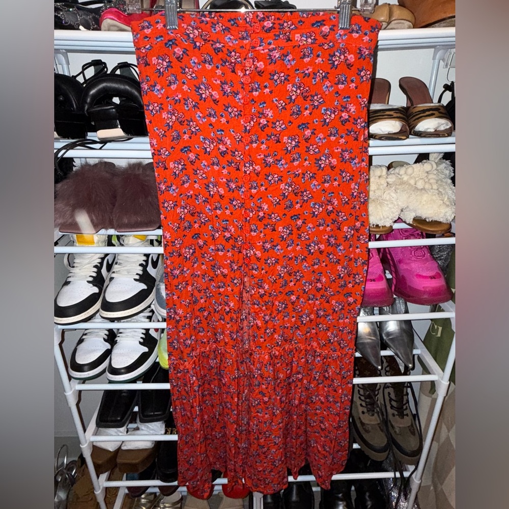 Floral Red Skirt